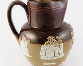 Late 19th Century Doulton Lambeth English Stoneware Harvest Jug Pitcher