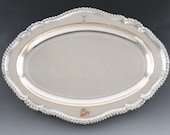 Antique Early 1800s Old Sheffield Fused Silver Plate on Copper Oval Tray Stag Crest 18 19th Century