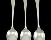 Antique c1800 American Coin Silver Coffin End Cross Engravings Coffee Tea Spoons 17th 18th Century