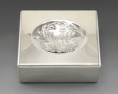 Vintage Towle Sterling Silver Wood Lined Engraved Concave Lid Box 200g