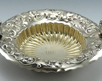 Sterling and Glass Vintage Signed Sterling Circa Modernist Kitchen Rimmed Glass Coasters Service Plate with Sterling Rim Hollowware HST