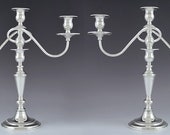 Lovely Pair Fisher Sterling Silver 3 Light Convertible Candelabra