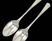 2 Antique 1770s American Colonial Coin Silver Rounded Serving Spoons 8 3 4 quot