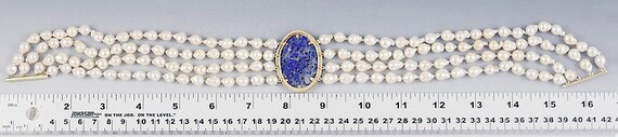 Beautiful Baroque Pearl 14K Gold & Lapis Lazuli 4… - image 5