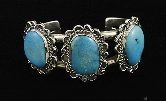 Stunning Southwest Native American Sterling & Tur… - image 1