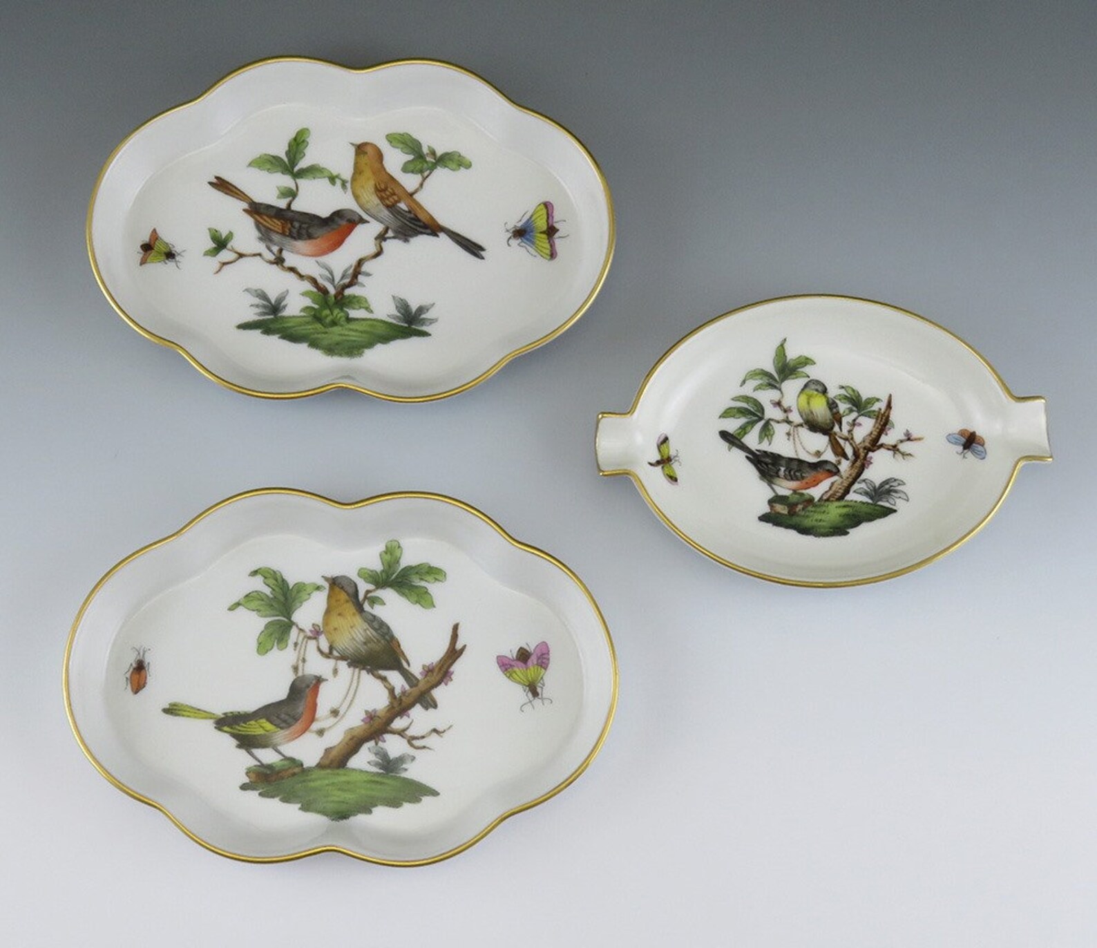 Vintage Herend Rothschild Bird Porcelain Fine China Ashtray & Etsy