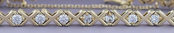 Dazzling 14k Gold & ~1.5ct Diamond X's and O's Br… - image 2