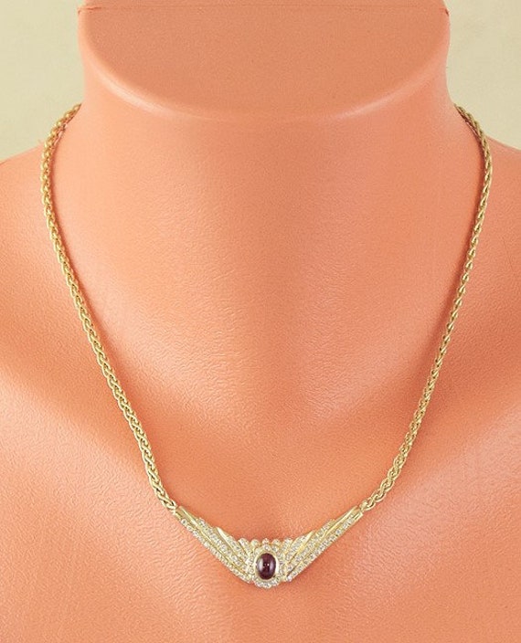 Stunning 14k Gold Ruby Cabochon & ~1.5ct Diamond … - image 2