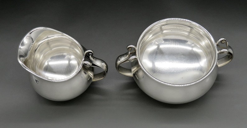 Vintage Cohr Danish Sterling Silver Arts & Crafts Tea Creamer Sugar Bowl NO MONO image 4