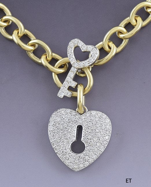 14K Gold Love Padlock and Key Sparkle Chain Necklace – Baby Gold