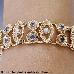 Gorgeous 14k Yellow Gold Sapphire Brilliant Diamond Bracelet