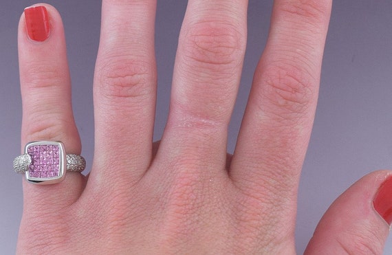 Beautiful 18k White Gold Diamond & Pink Sapphire … - image 4