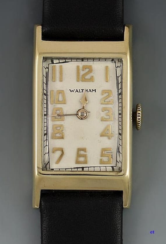 Quality 1935 Waltham 14k Yellow Gold Mens Wrist Wa