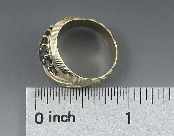 14K Yellow Gold .50CT Blue Sapphire Band Ring Siz… - image 4