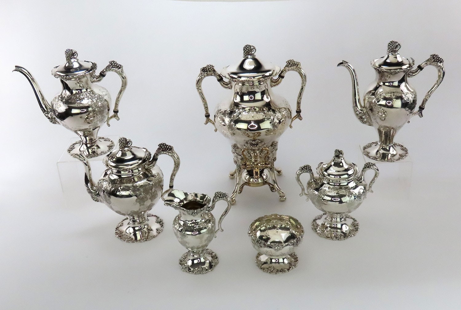 C1890s Fantastic Barbour / Int'l Silver Plate 7pc Grape Vine