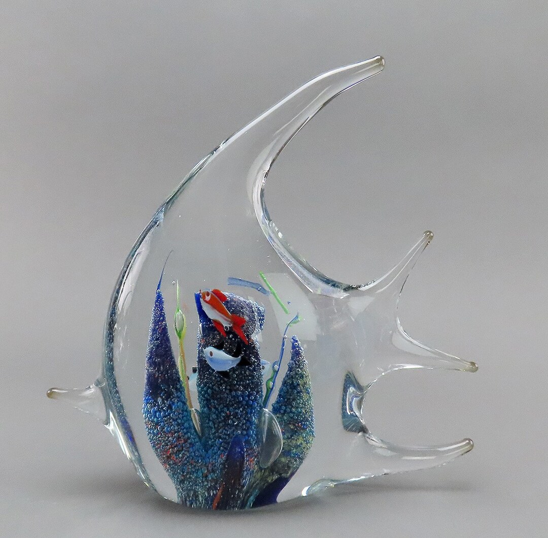 Colorful Art Glass Angelfish Tropical Fish Ocean Underwater Scene ...