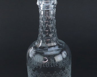 Wonderful c1870s American Cut Etched Glass Whiskey Decanter Bottle Labeled