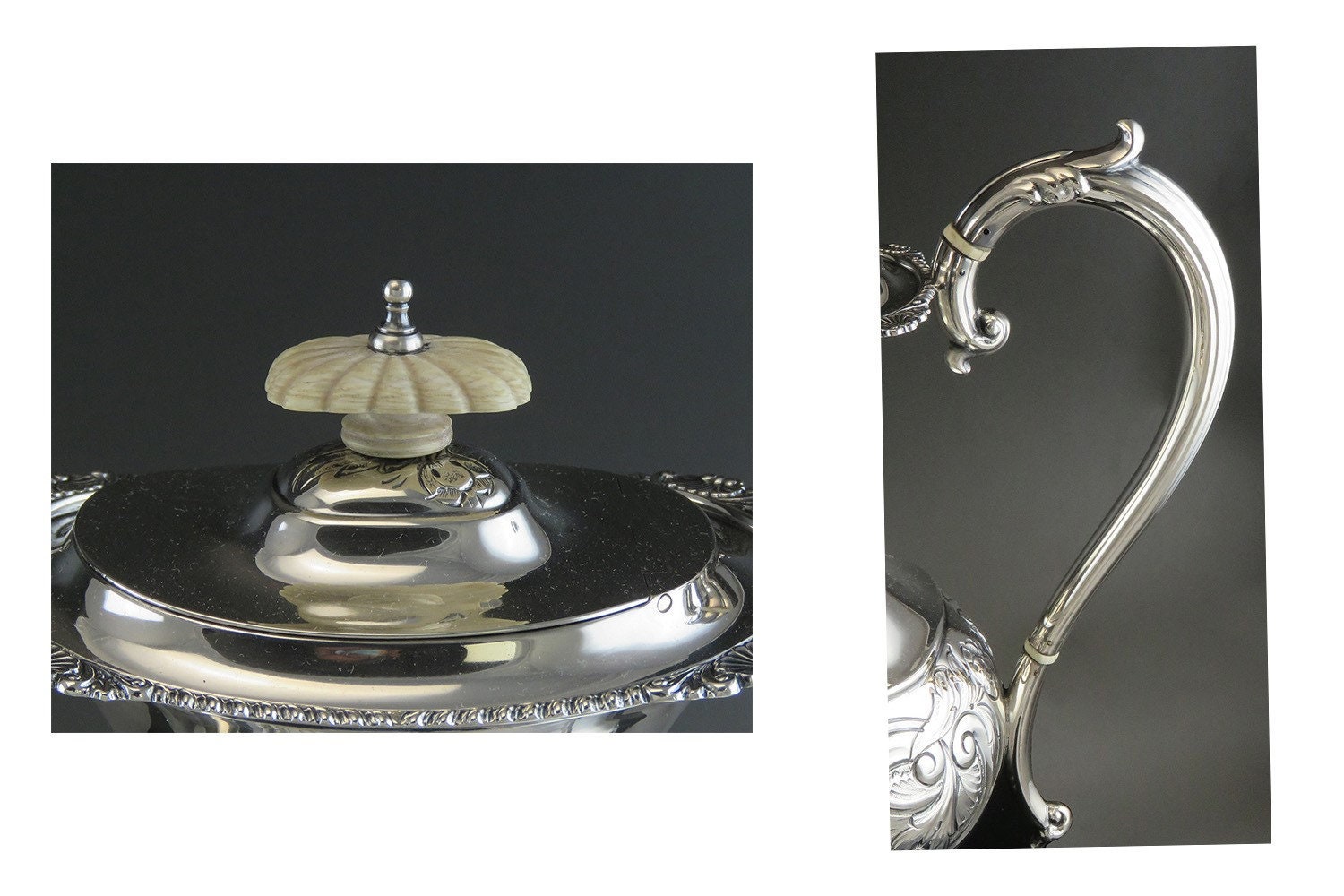 イギリス製　銀製　BARKER ELLIS　ヴィンテージ　コーヒーセット Barker Ellis Co. Vintage Silver Plate 1931 5-Pc Hand-Chased