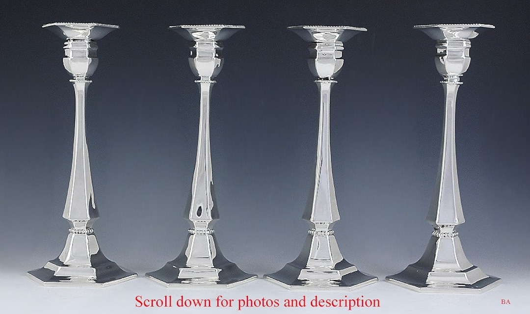 Antique Set of 4 Tiffany & Co Sterling Silver Candlesticks C1890s