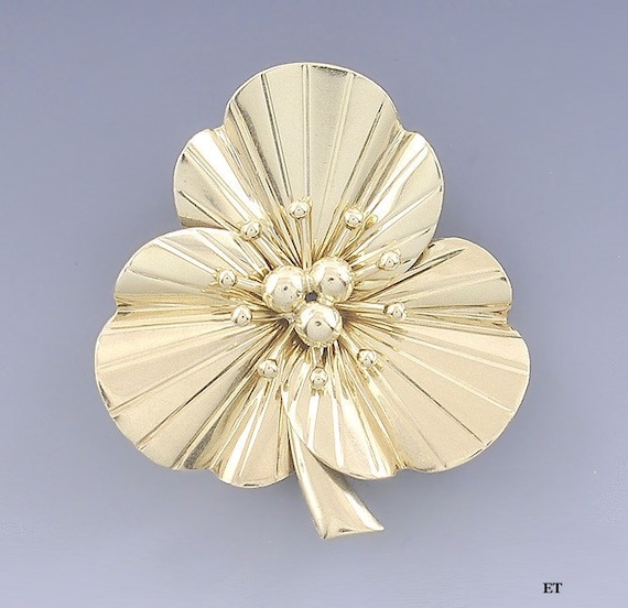 Lovely Tiffany Co 14k Gold Flower Pansy or Clover… - image 1