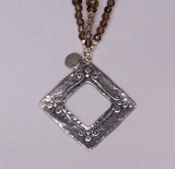 Great 3-Strand Beaded Necklace w/ Sterling Silver… - image 3