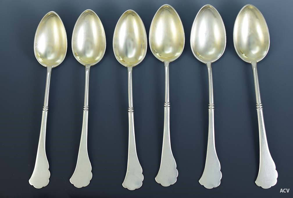 6本のゴージャスなヴィンテージポリッシュ875純度シルバー手彫り