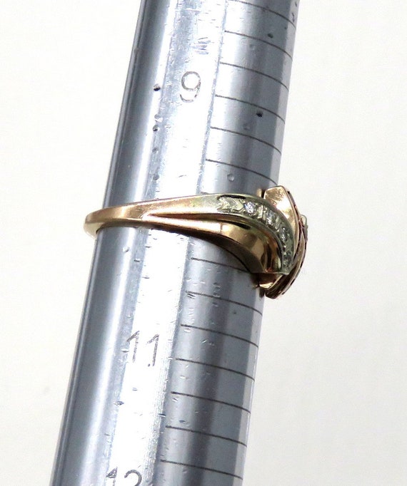 Retro Yellow Gold Channel Set Lab Created Ruby Di… - image 4