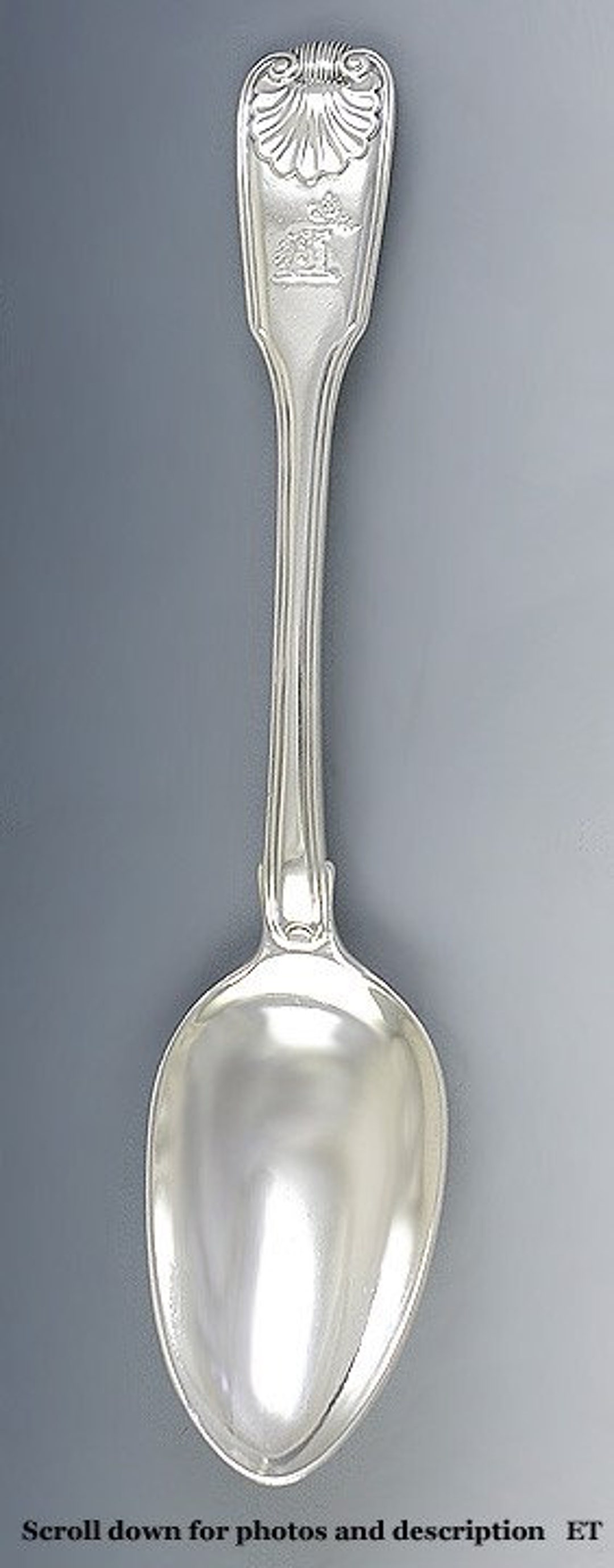 Antique 1823 Georgian English Sterling Silver Fiddle Shell Serving