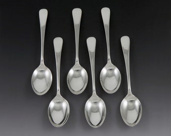 6 Vintage English Sterling Silver Georgian Style Rounded Tipt Demitasse Spoons