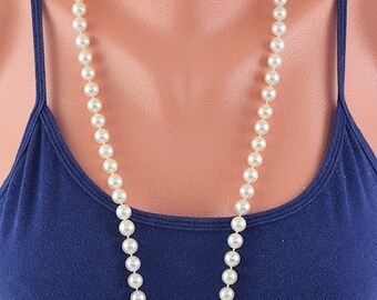 Fancy 9mm 32" Strand of Akoya Pearls 14K Gold Clasp Necklace