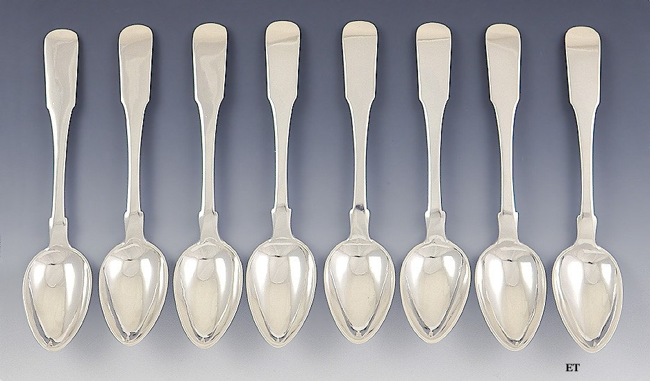 8 Antique 1845 Danish 826 Silver Fiddle Prahl Large Soup Serving