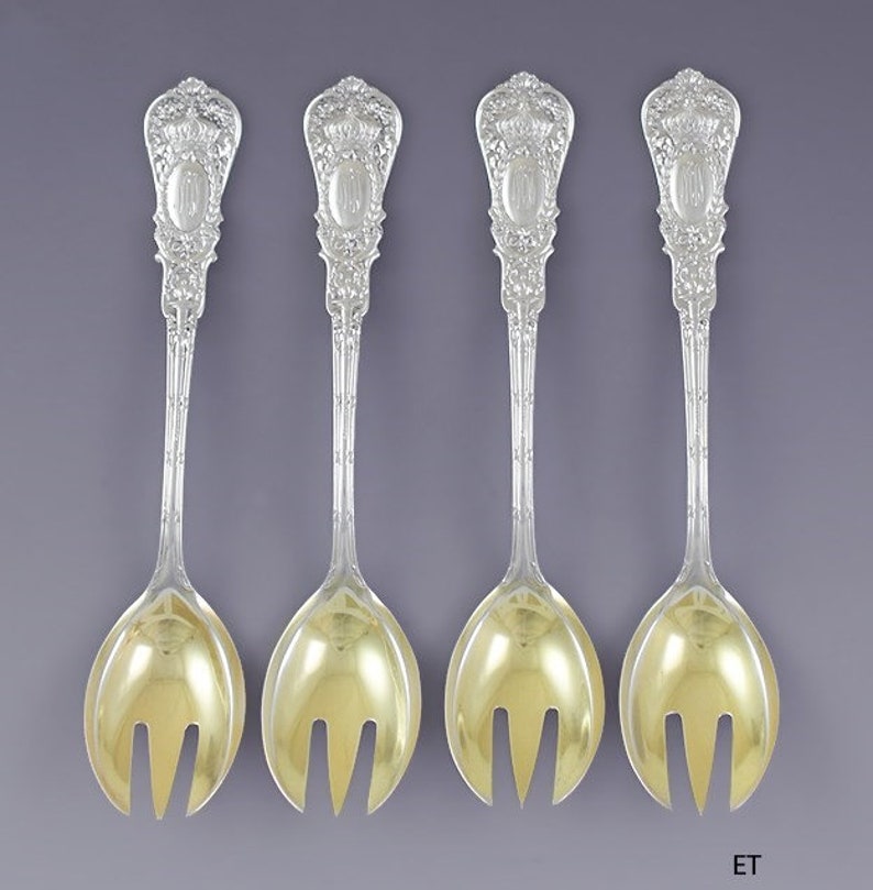 Fine set 4 Durgin Sterling Silver Empire Ice Cream Forks / Etsy