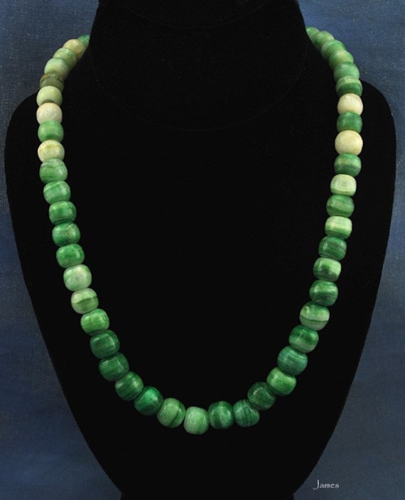 Lovely Genuine Green and White Stone Bead Necklace
