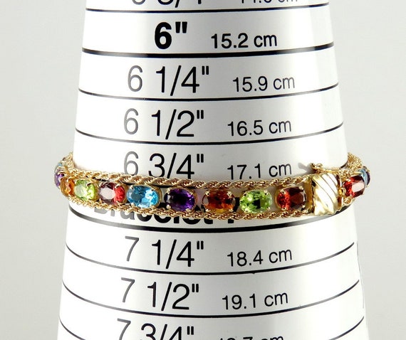 14K Gold Amethyst Blue Topaz Citrine Peridot Gems… - image 3