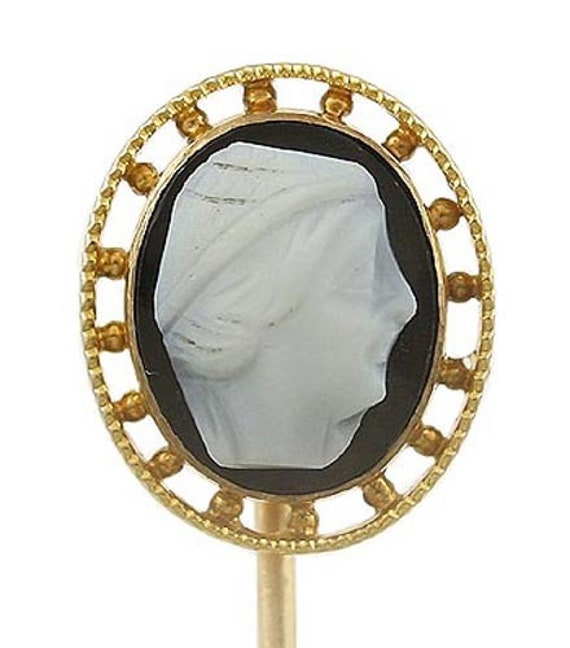 Victorian 10k Gold & Hand Carved Hardstone Cameo S