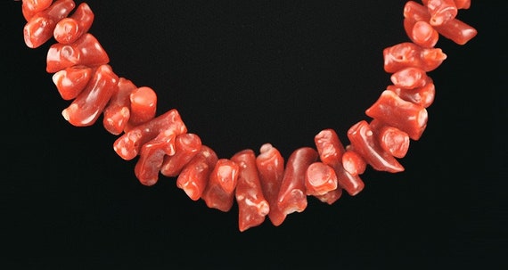 Beautiful Chunky Red Coral Natural Shaped Bead Ne… - image 2