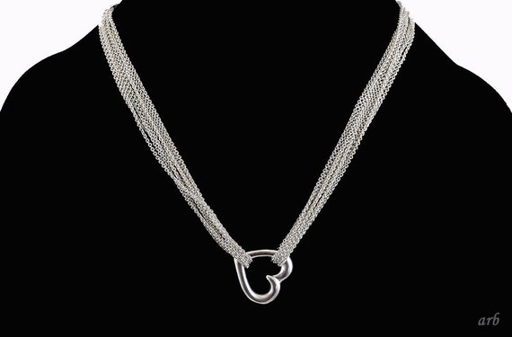 Lovely Sterling Silver 8-Strand Necklace w/ Open … - image 1