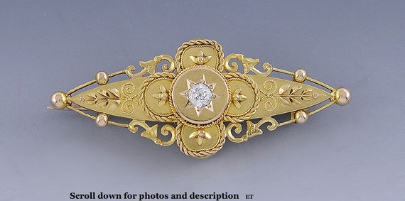 Gorgeous C1870s-1880s Victorian 15k Gold & Diamon… - image 1