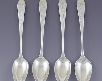 Cucharas de té y café antiguas de plata con forma de ataúd, de 14,5 cm (1810)