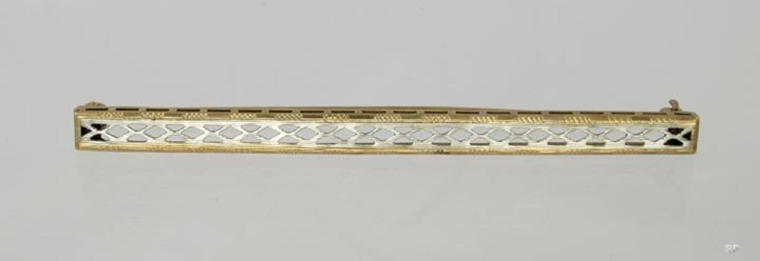 Antique 10k Yellow White Gold Openwork Filigree Bar Pin Brooch - Etsy