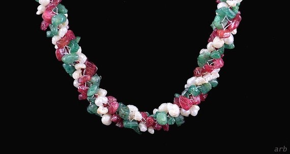 Luscious Vintage 1920s/30s Twisted Emerald/Ruby/P… - image 1