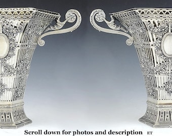 Excellent Sterling SIlver Planters w/Removable Silver Palted Liners c1920s