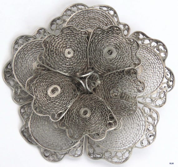 Vintage/Modern Mexican Sterling Silver Filigree L… - image 1