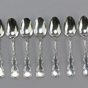 7 Whiting Louis XV Sterling Silver Demitasse Spoons M Mono 3 7/8"
