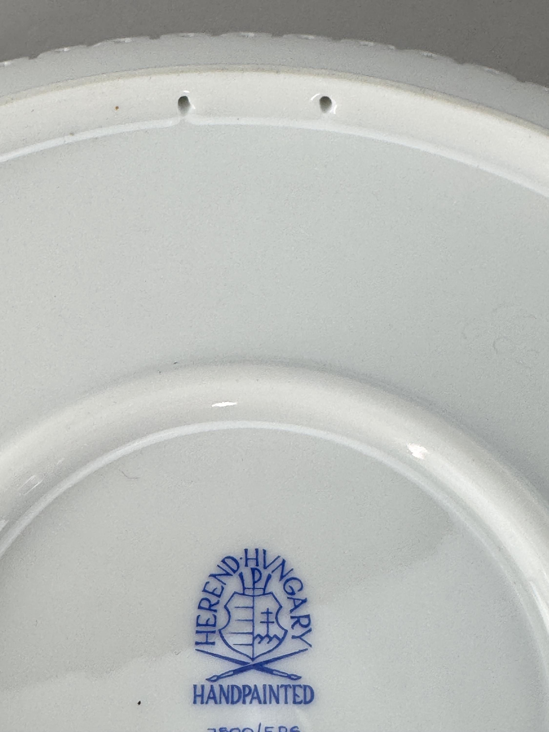 Herend Handpainted Emaille Rose ERS Reticulated 10 7/8