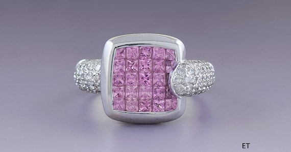 Beautiful 18k White Gold Diamond & Pink Sapphire … - image 1