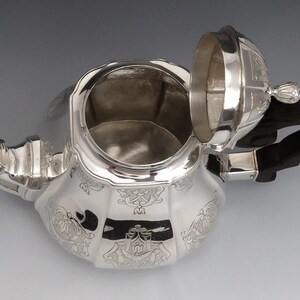 c1900 Antique European Sterling Silver Hand Engraved Teapot image 5