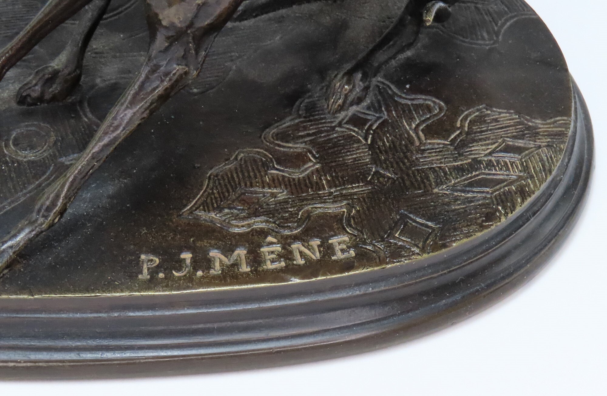 1800年代後半 ピエール・ジュール・メーヌ フランスブロンズ像 遊ぶ2頭