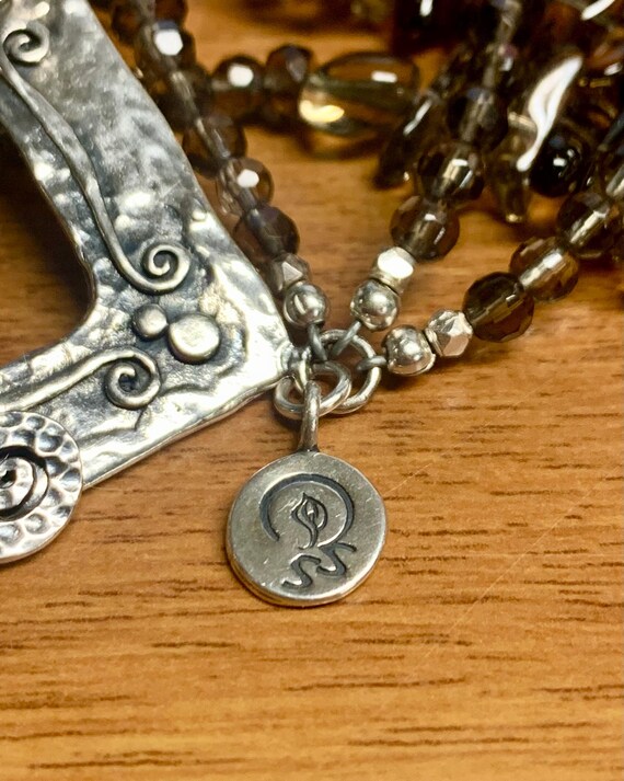 Great 3-Strand Beaded Necklace w/ Sterling Silver… - image 5