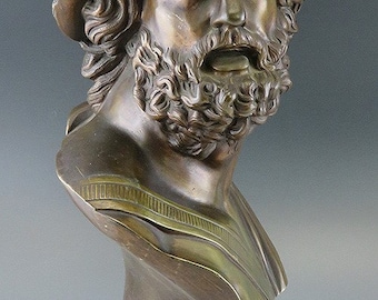 Exceptional Mid/Late 1800s French Bronze Bust of Ajax or Menelaus Trojan Hero